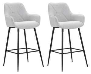 Set 2 Sgabelli Bar 55x109x55 cm in Tessuto Grigio/Nero