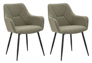 Set 2 Sedie Vicenza 58x85,5x63 cm in Tessuto Verde/Nero