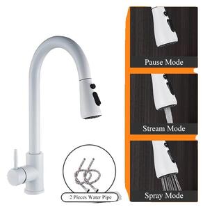 Rubinetto da cucina, funzione spray estraibile, facile da installare, bianco