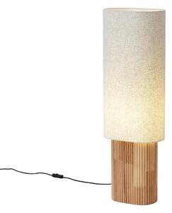 Lampada da terra Japandi in legno con paralume in lino 90cm - Lamel