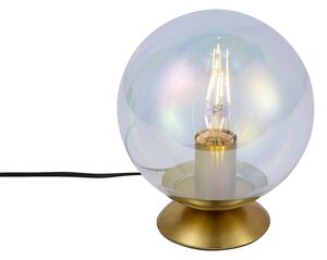 Lampada da tavolo Art Déco ottone con vetro fumé arcobaleno - Pallon