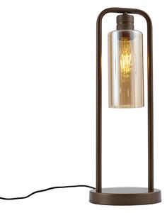 Lampada da tavolo Hotel Chic bronzo scuro con vetro ambrato - Stavelot