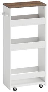 HOMCOM Carrello da cucina sottile a 3 livelli con ruote, bianco | Aosom Italy
