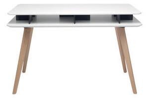 Tavolo Rettangolare con Vano Porta Oggetti 120x70x75 cm in MDF e Legno Bianco/Faggio