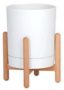 Porta Vaso Fioriera Ø16,6x33 cm in Polipropilene e Legno Bianco Faggio Naturale