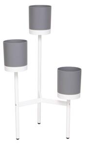 Fioriera con 3 Porta Vasi 51,5x48x91 cm in Polipropilene e Legno Grigio