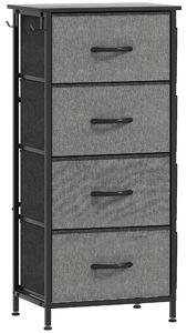 HOMCOM Cassettiera in tessuto con 4 cassetti, 4 tasche e 2 ganci, 45x30x94,5 cm, grigio | Aosom Italy