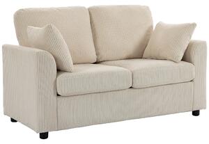 HOMCOM Divano 2 posti in velluto a coste con seduta imbottita e 2 cuscini, 144 cm, beige | Aosom Italy