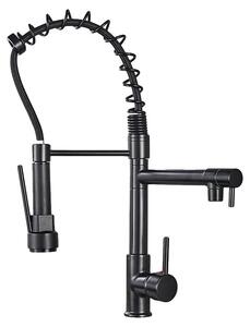 Rubinetto per lavello da cucina, doccetta estraibile, comando monocomando, colore nero A