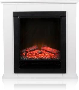 Camino elettrico a parete - Camino con rivestimento - Riscaldamento per la zona giorno - Effetto fuoco realistico - 80 x 80 cm - Bianco