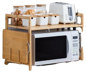 Ripiano per forno a microonde, materiale in bambù, design aperto, 2 livelli