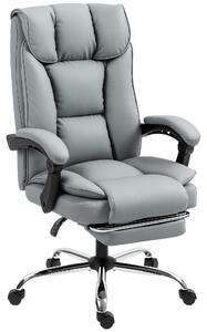 HOMCOM Sedia da ufficio ergonomica, reclinabile e girevole con poggiapiedi, grigio | Aosom Italy