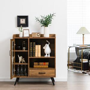 Costway Mobile buffet in legno con anta e cassetto portaoggetti, Credenza contenitore per cucina sala da pranzo Marrone