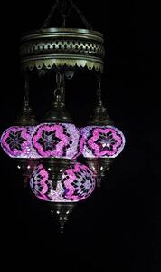 Lampada a sospensione turca a 4 sfere in vetro mosaico multicolore – lampada da soffitto orientale con 4 sfere in vetro mosaico