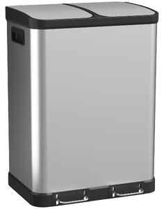 HOMCOM Pattumiera da cucina 2x30 L con pedale e chiusura ammortizzata, acciaio inox, argento | Aosom Italy
