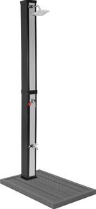 ML-Design doccia solare 40L 217cm quadrato argento-nero con piastra di base grigio scuro, doccia solare da giardino con doccia a pedale/ soffione acqua calda 60°C
