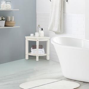Costway Panca angolare per doccia con ripiano per rasarsi, Poggiapiedi impermeabile per bagno a 2 livelli Bianco
