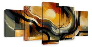 Quadri 5 pezzi – Tramonto astratto