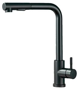 Rubinetto da cucina, design estraibile, struttura in acciaio inossidabile, rubinetto nero opaco