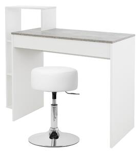 ML-Design scrivania con sgabello, bianco-grigio, scrivania per computer con ripiano, sgabello imbottito sgabello bianco, Ø33cm girevole regolabile in altezza