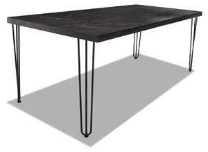 Tavolo da pranzo in legno e metallo con piedi triangolari neri - 220x100 cm