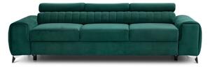 Divano verde allungabile e rivestimento in velluto 261 cm Laurence – ELTAP