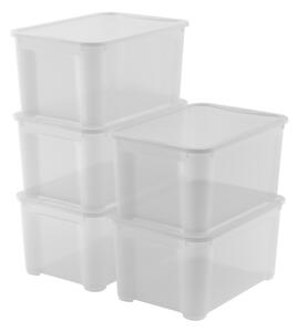 Set 5 Contenitori Rettangolari 55x39x28 cm in Plastica Keter T Box L Trasparente