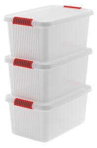 Set 3 Contenitori Rettangolari 59x39x28 cm in Plastica Keter K-Latch L Trasparente