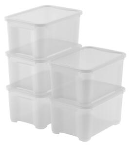 Set 5 Contenitori Rettangolari 38x26x19 cm in Plastica Keter T Box XS Trasparente