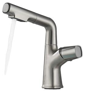 Rubinetto per lavabo, montato a soffitto, con design estraibile, colore grigio spazzolato