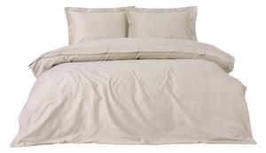 Set copripiumino e federa beige in raso di cotone per letto matrimoniale/per letto esteso 240x220 cm Elegant – Mijolnir