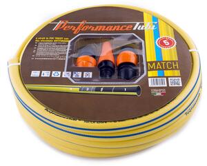 Tubo da Giardino per Irrigazione con Accessori Ø1/2"-12,5 mm 15m 4 Strati in PVC Antitorsione Match Giallo
