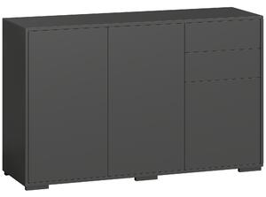 HOMCOM Mobile buffet con 2 cassetti, 3 ante e ripiano regolabile, 117x36x74 cm, nero | Aosom Italy