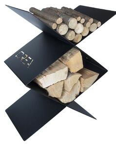 Portalegna per Camino da Interno 560x380x740 cm in Acciaio Crea Rombo Largo Nero