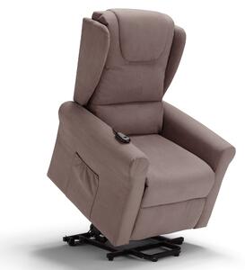 Poltrona Alzapersona Elettrica 2 motori 78x75x110 cm in Tessuto Houston Detroit Fango
