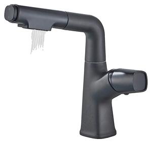 Rubinetto per lavabo, montato a soffitto, con design estraibile, colore nero