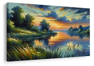 Quadro su tela – Tramonto sul lago