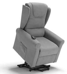 Poltrona Alzapersona Elettrica 2 motori 78x75x110 cm in Tessuto Houston Detroit Grigio Elephant