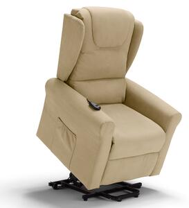 Poltrona Alzapersona Elettrica 2 motori 78x75x110 cm in Tessuto Houston Detroit Camel