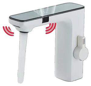Rubinetto per lavabo, comando touch sensor, indicatore di temperatura a LED, bianco