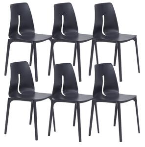 Set 6 Sedie 55x 51x85 cm in Polipropilene Lisbona Antracite