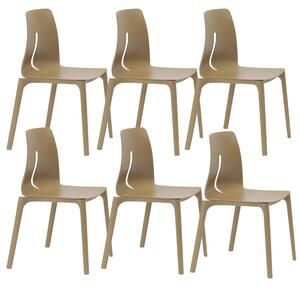 Set 6 Sedie 55x 51x85 cm in Polipropilene Lisbona Camel