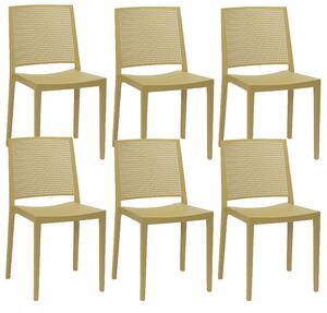 Set 6 Sedie 46x56x81 cm in Polipropilene Porto Senape
