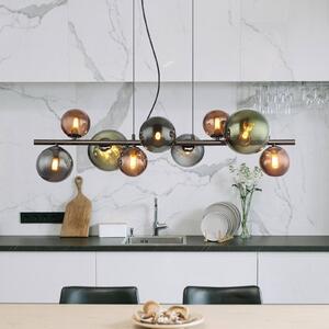 Globo Lampada a sospensione Riha, Nero, Soggiorno / Sala da pranzo, Vetro, Lampada a sospensione