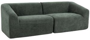 HOMCOM Divano 3 posti in chenille da 225 cm con seduta ampia e cuscino a molle, verde scuro | Aosom Italy