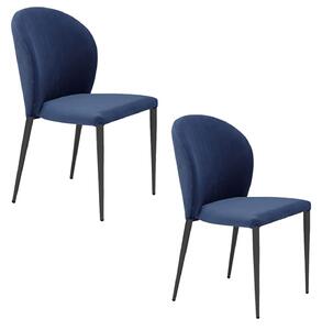 Set 2 sedie Imbottite 45x58x86,5 cm In Tessuto Tiffany Ghibili Lux Blu Notte