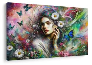Quadro su tela – Armonia floreale con farfalle