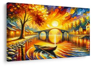 Quadro su tela – Paesaggio autunnale con barca