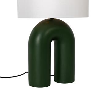 Lampada da tavolo di design verde con paralume in lino bianco - Lotti