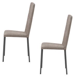 Set 2 sedie Imbottite 45x50x96 cm in Tessuto Ddenver Betty New Fango